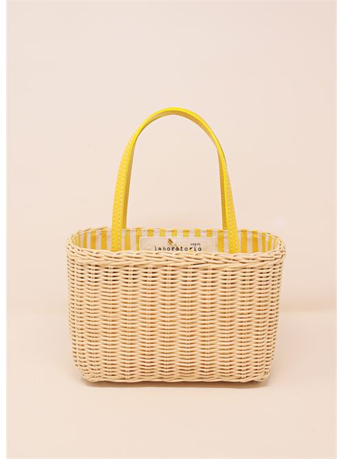 Mini bag in wicker and yellow leather Laboratorio Capri | 125NATYELLOW